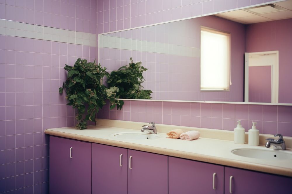 Bathroom purple plant sink.