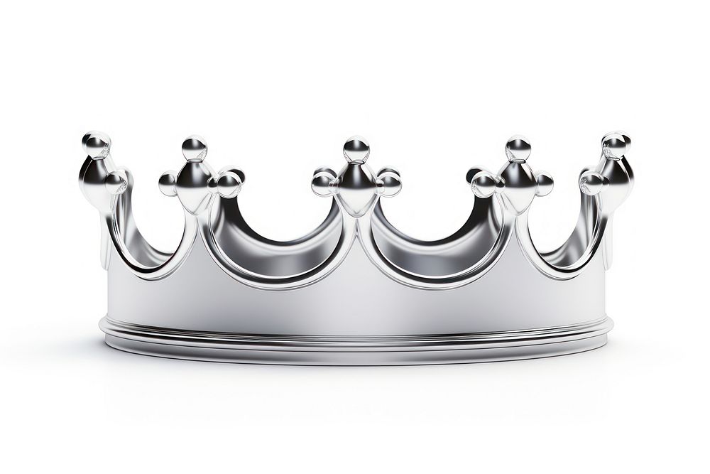 Crown Chrome material crown silver white background.