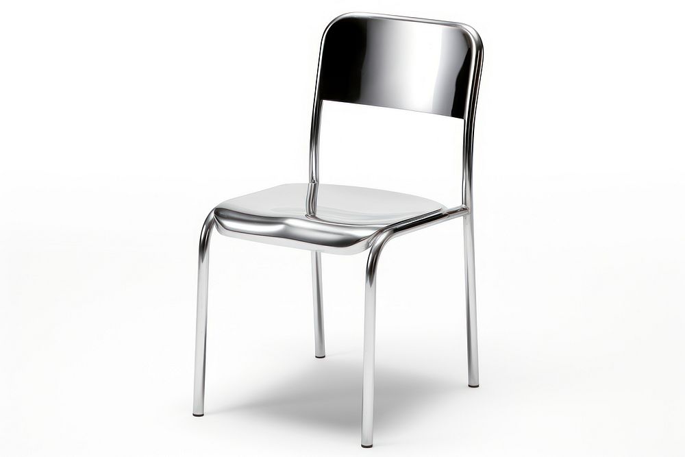 A chair Chrome material furniture white background platinum.