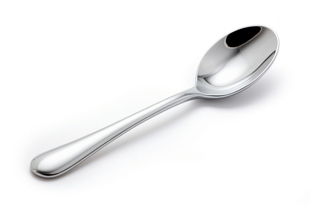 A spoon and frok Chrome material white background silverware simplicity.