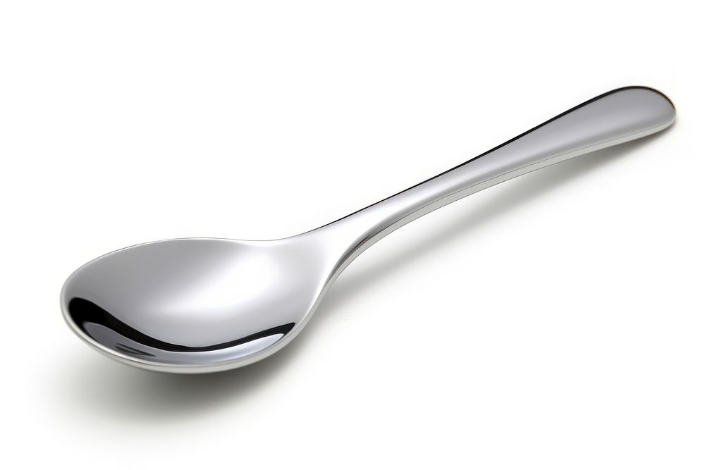 A spoon Chrome material white background silverware simplicity.