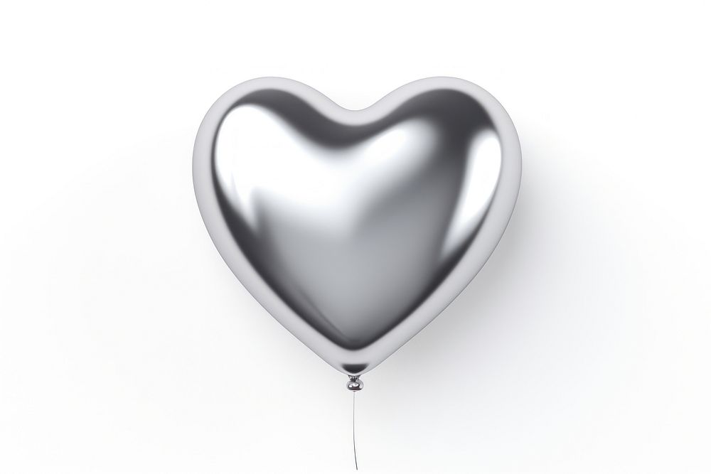 Heart balloon Chrome material white background celebration decoration.