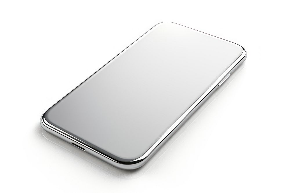 Iphone Chrome material platinum silver white background.