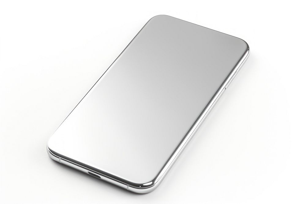 Mobile phone Chrome material silver white background electronics.