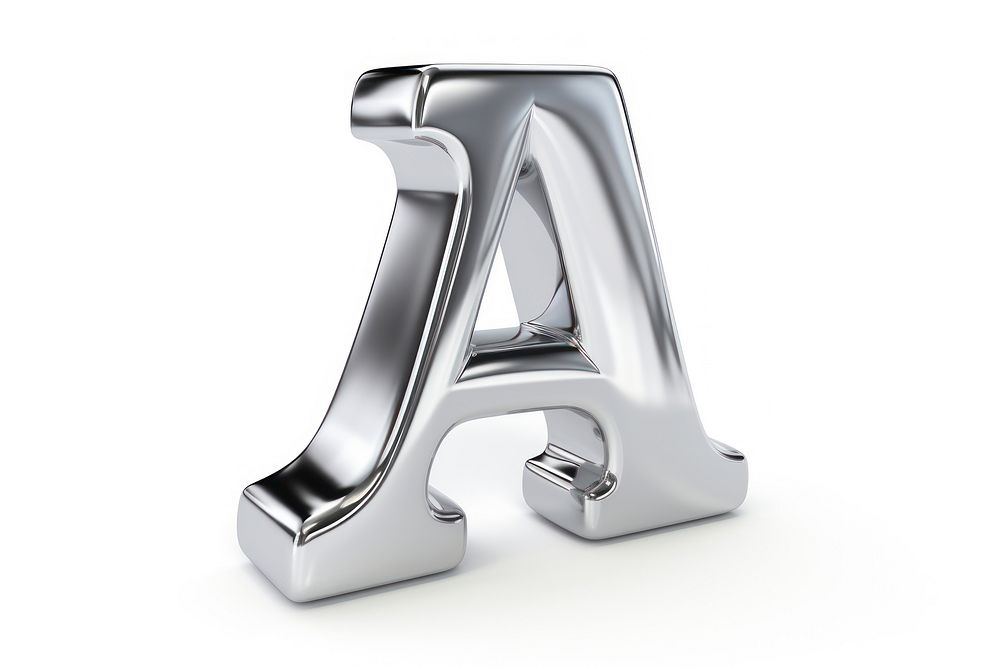 Serif alphabet A shape white background furniture silver.