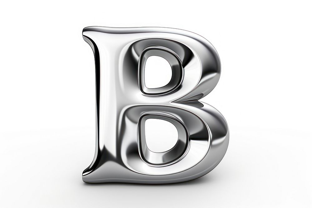 Serif alphabet B shape text white background silver.
