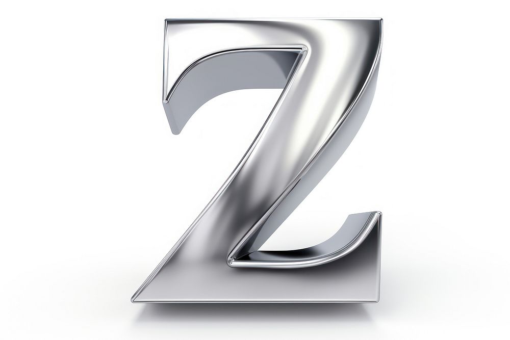 Serif alphabet Z shape text white background silver.