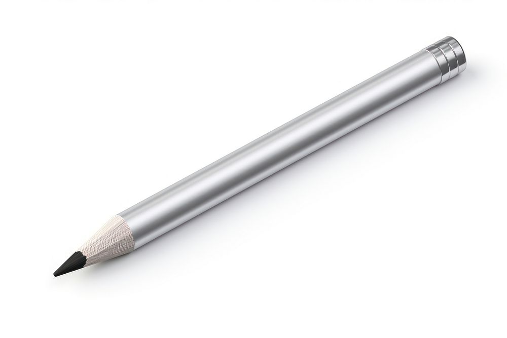 Pencil Chrome material white background syringe silver.