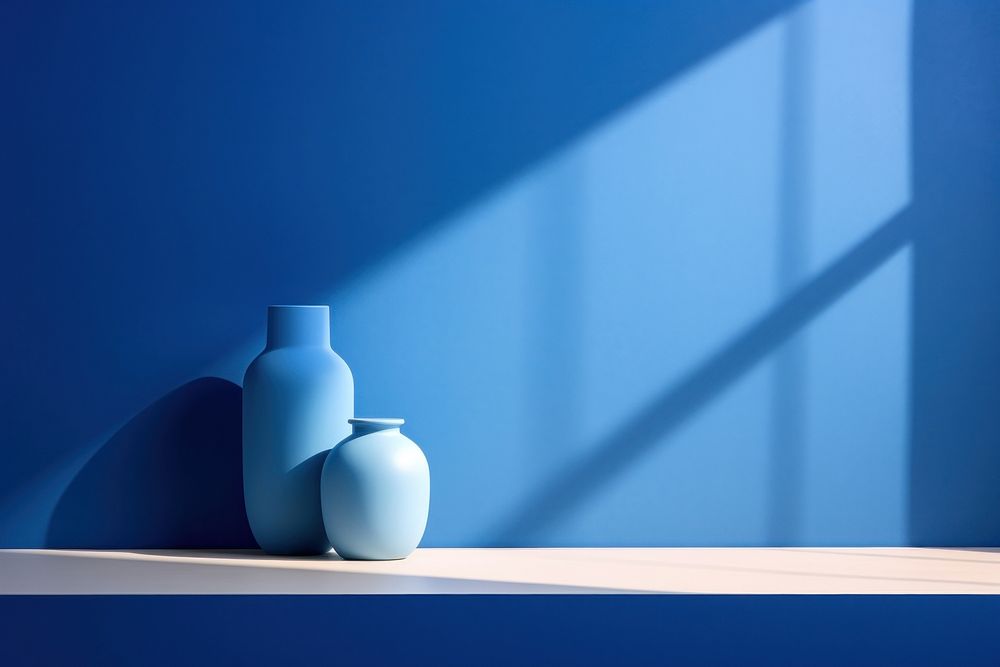 Shadow vase blue architecture. AI generated Image by rawpixel.