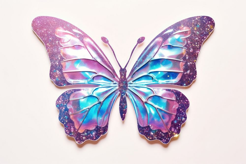 Butterfly glitter sticker white background accessories creativity.