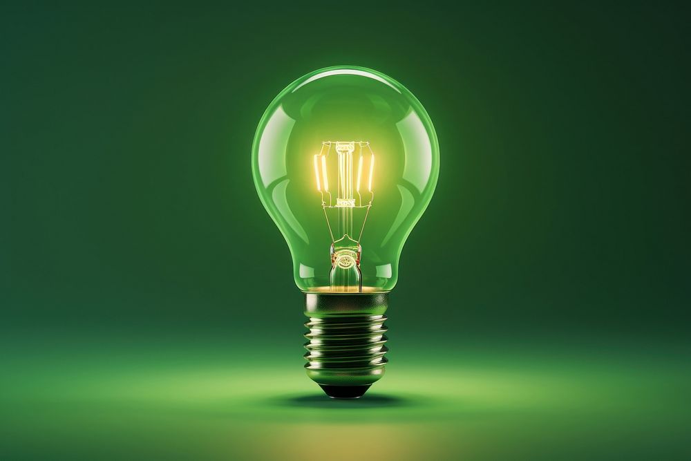 Green Light bulb lightbulb innovation electricity.