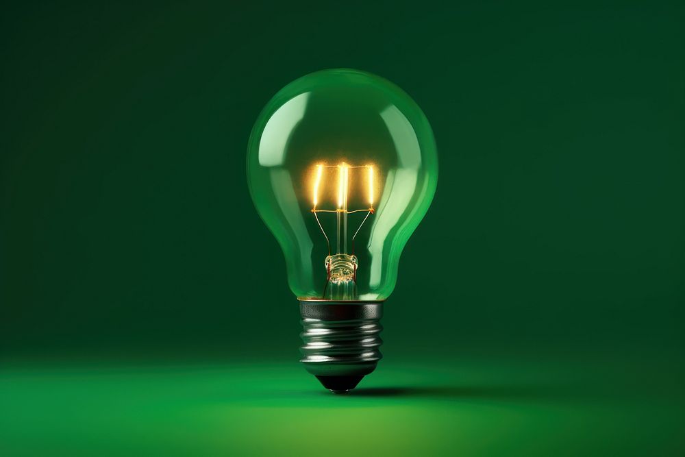 Green Light bulb lightbulb innovation lamp.
