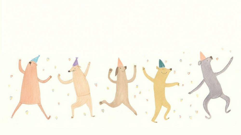 Dogs dance backgrounds drawing sketch. AI generated Image by rawpixel.