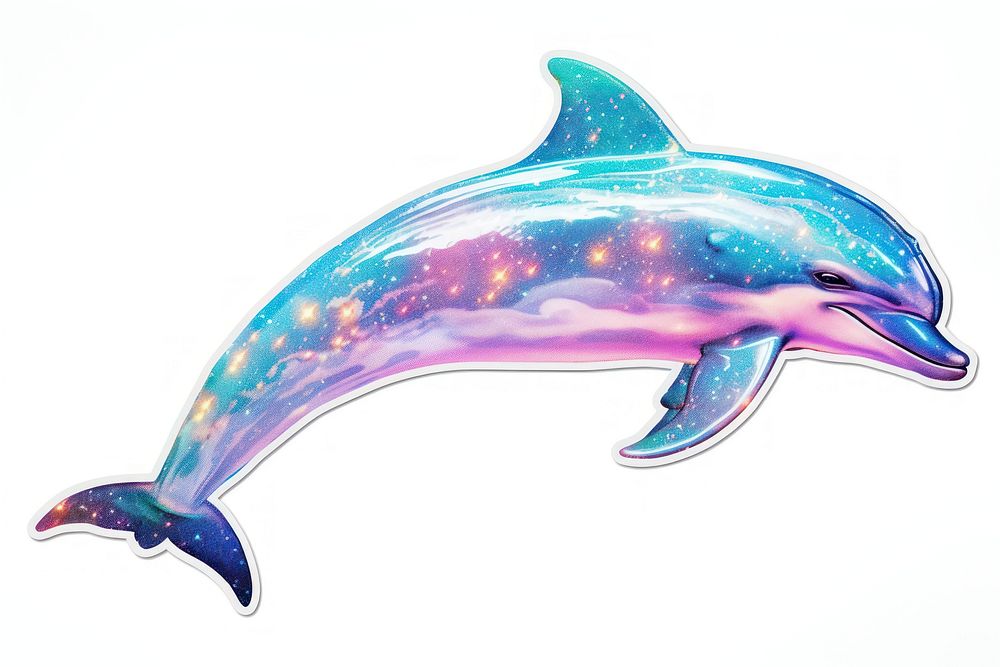 Dolphin glitter sticker animal mammal white background.