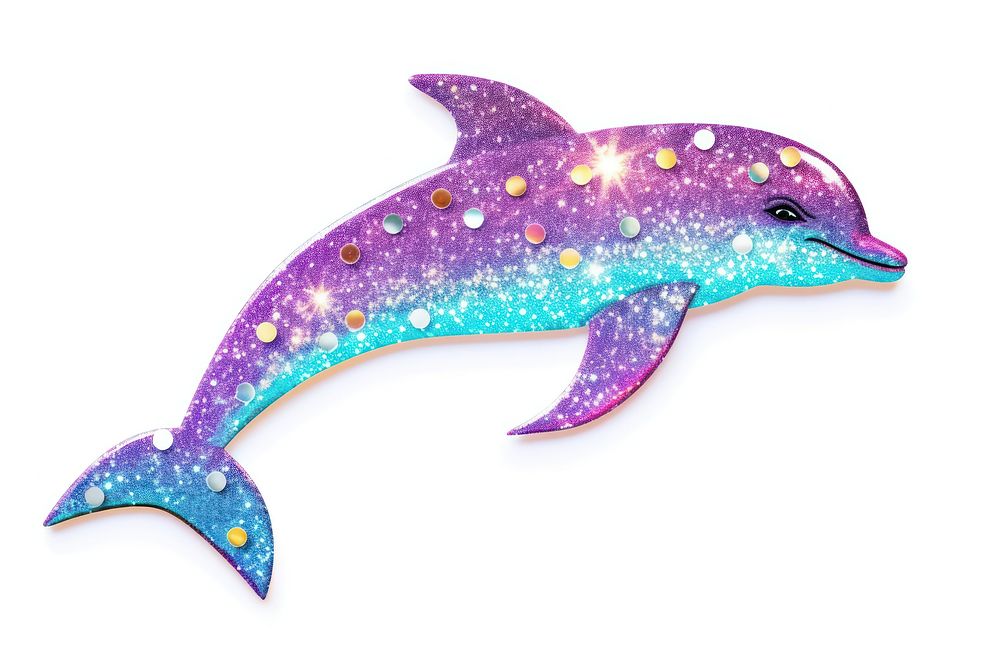 Dolphin glitter sticker animal mammal fish.