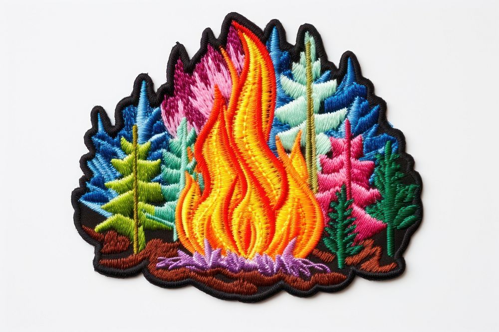 Bonfire embroidery pattern craft. AI generated Image by rawpixel.