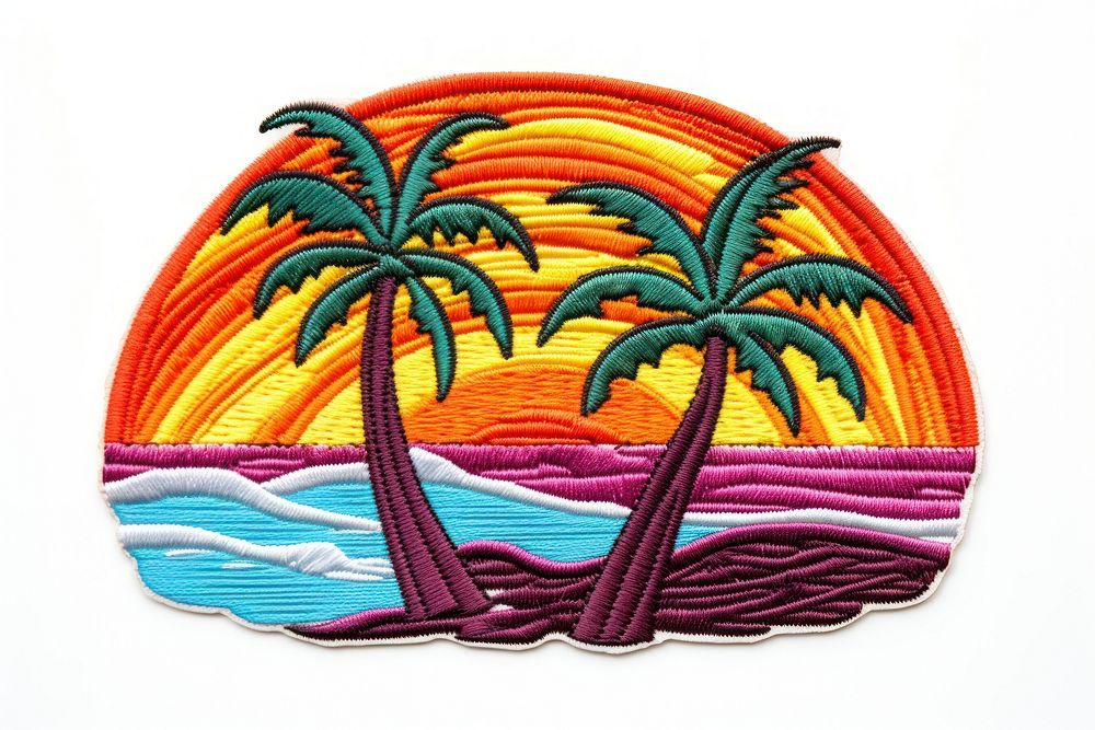 Beach embroidery pattern craft. AI generated Image by rawpixel.