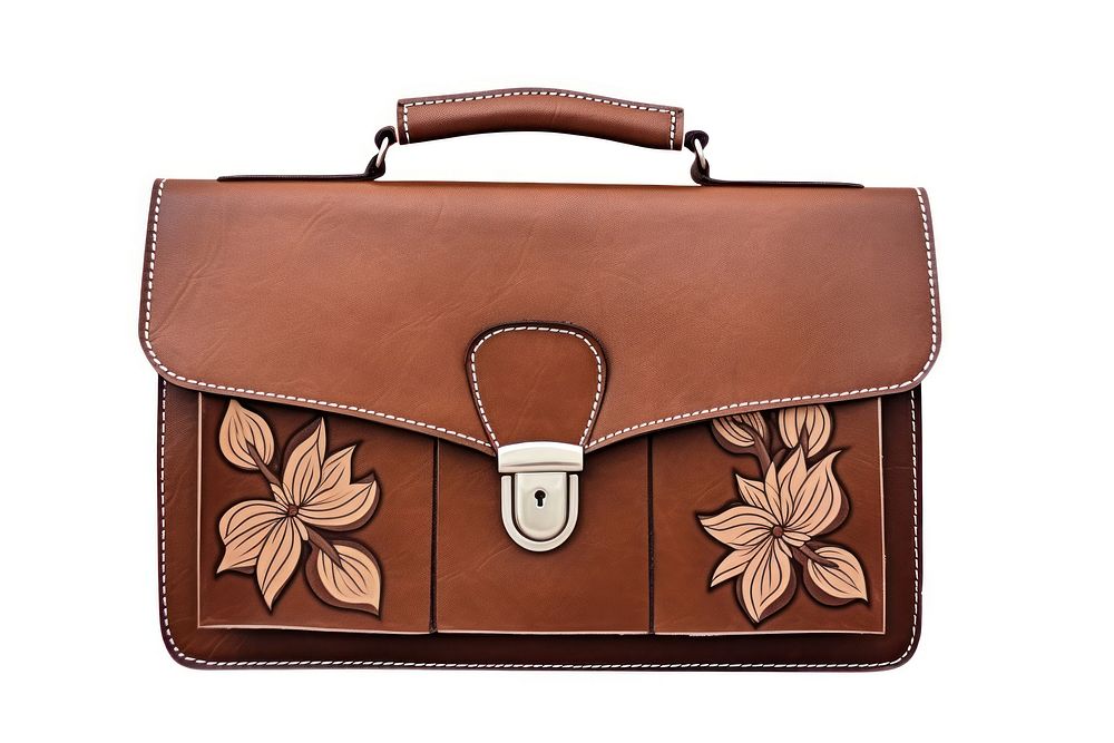 Briefcase handbag brown white background. AI generated Image by rawpixel.