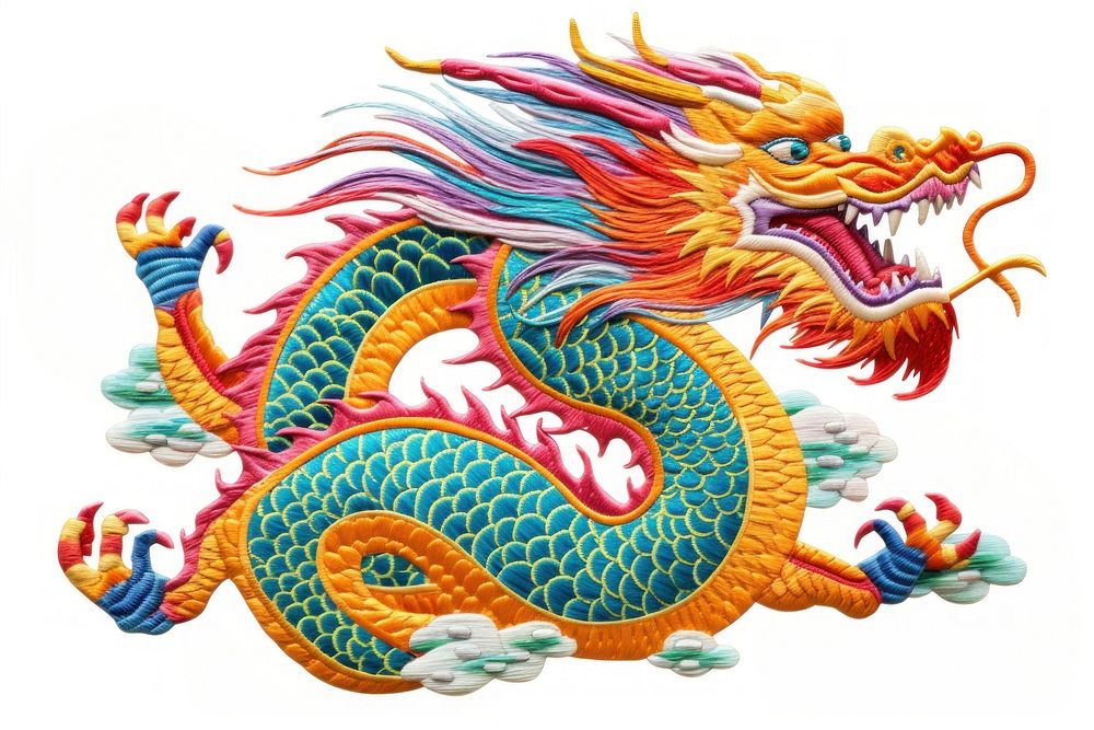 Dragon pattern craft white background. 