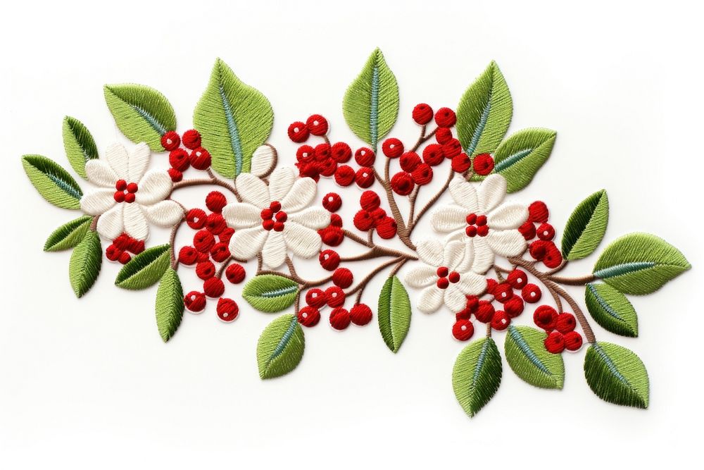 Mistletoe embroidery pattern plant. AI generated Image by rawpixel.