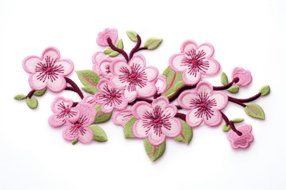 Sakura embroidery blossom pattern. AI generated Image by rawpixel.