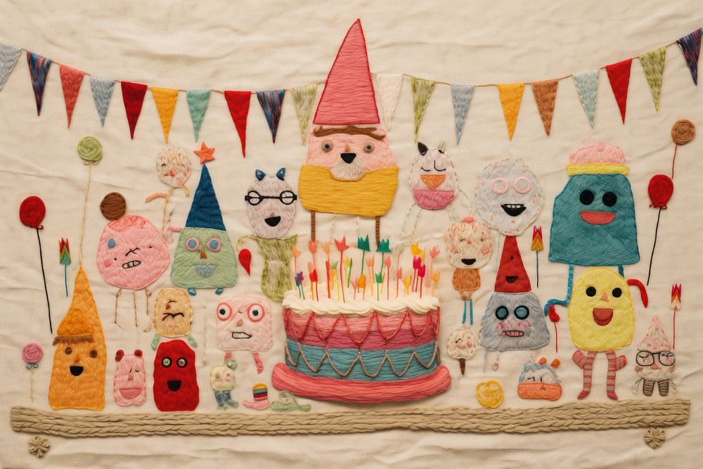 Birthday party dessert cartoon pattern.