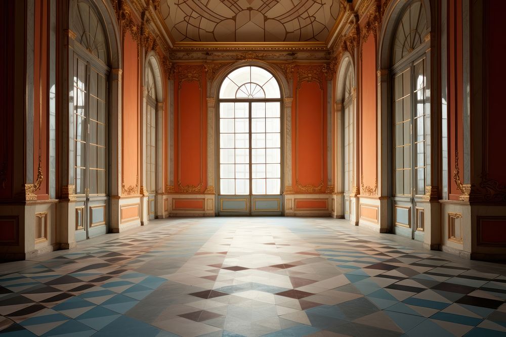 Inside castle empty architecture building corridor.