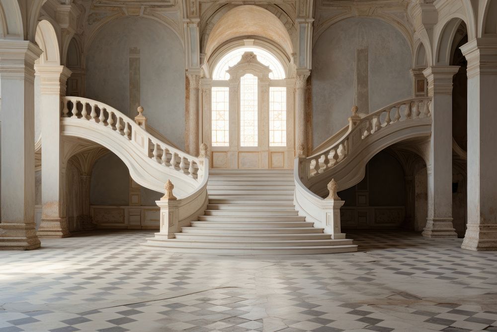 Inside castle empty architecture staircase building.