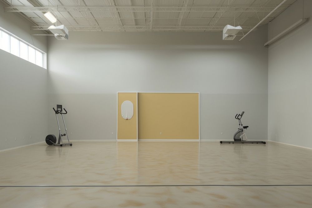Inside gym empty flooring architecture exercising.
