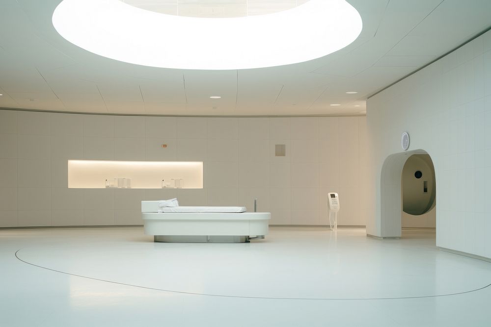 Inside hospital lighting floor architecture.
