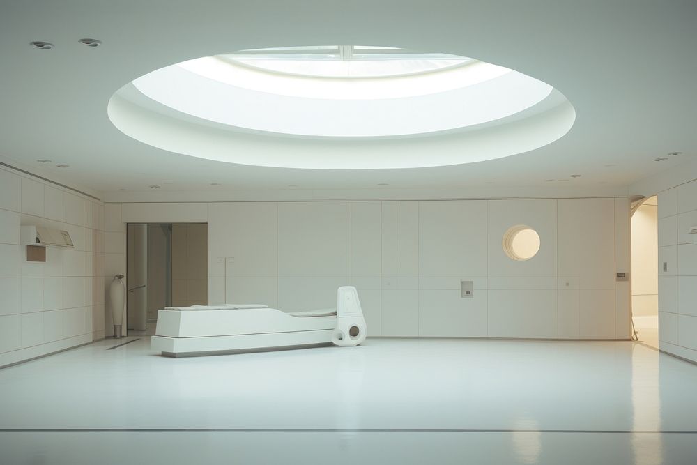 Inside hospital architecture building lighting.