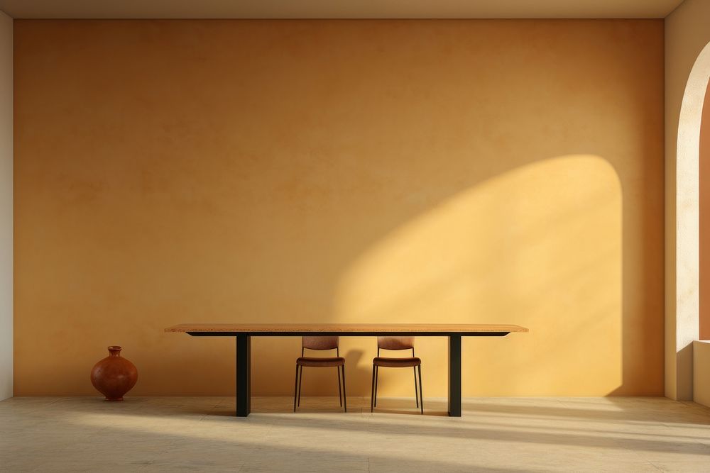 Minimal homy dining room architecture furniture building.