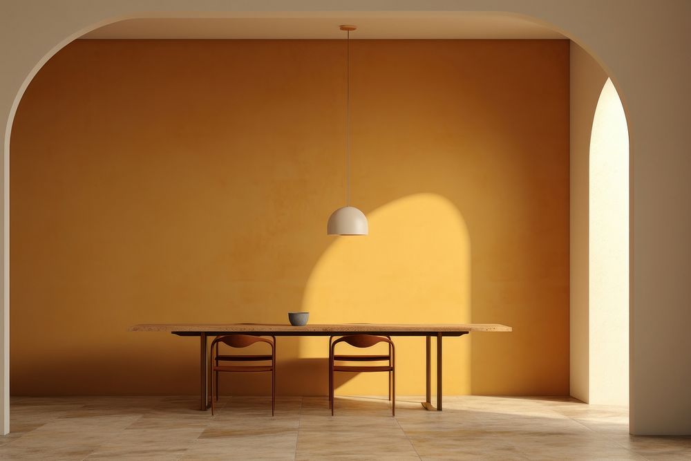Minimal homy dining room architecture furniture building.