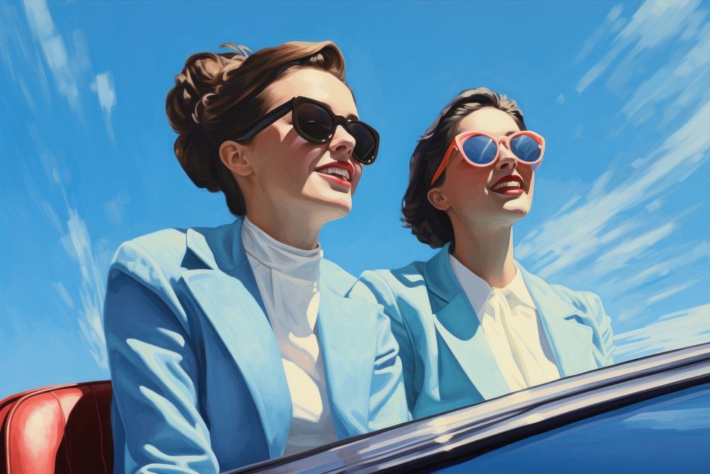 Female sunglasses driving blue. AI generated Image by rawpixel.