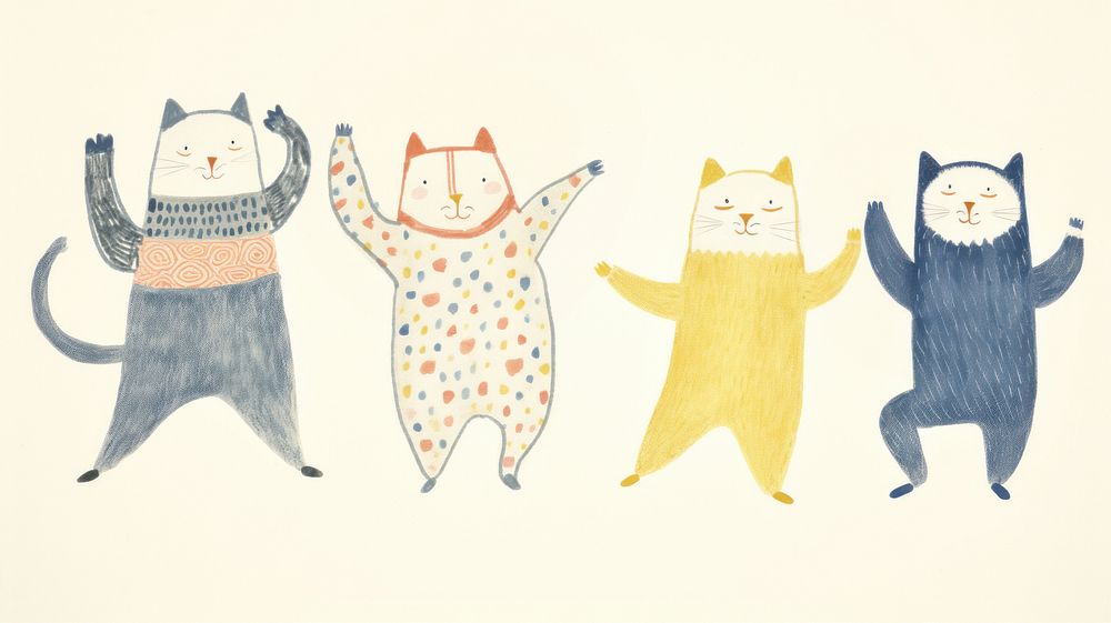 Cats pattern drawing mammal. AI generated Image by rawpixel.