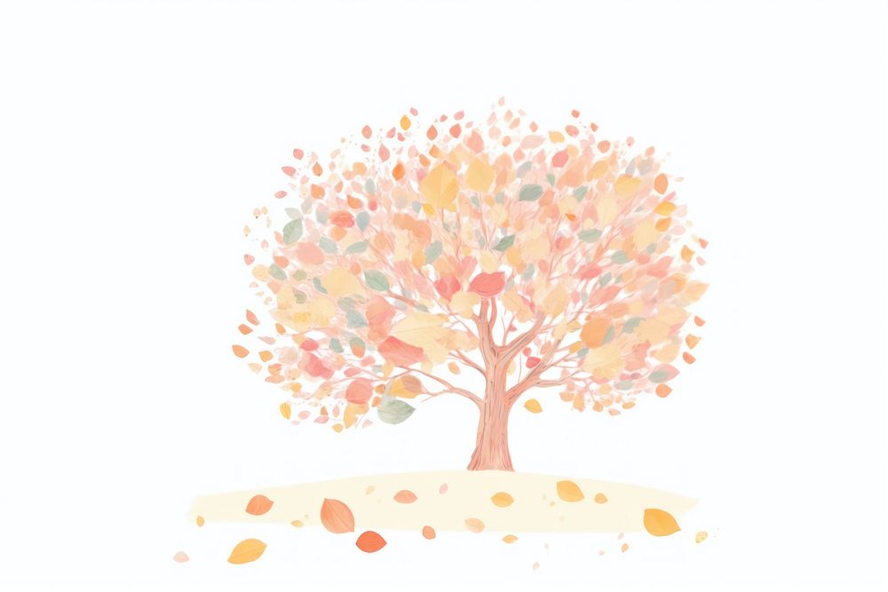 Abstract art of autumn tree painting drawing sketch.