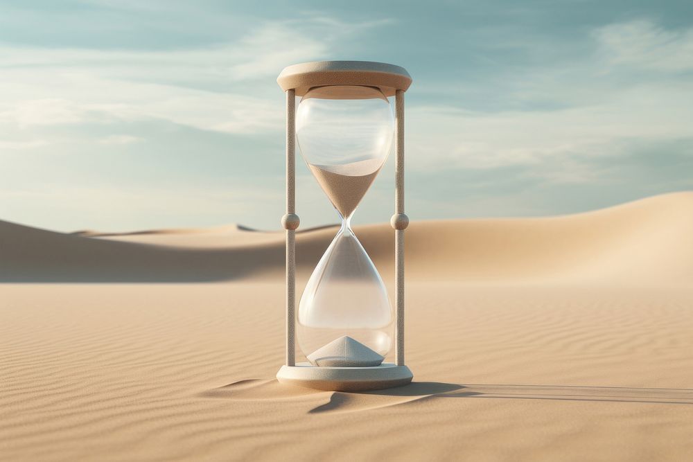 Hourglass outdoors desert sand. AI generated Image by rawpixel.