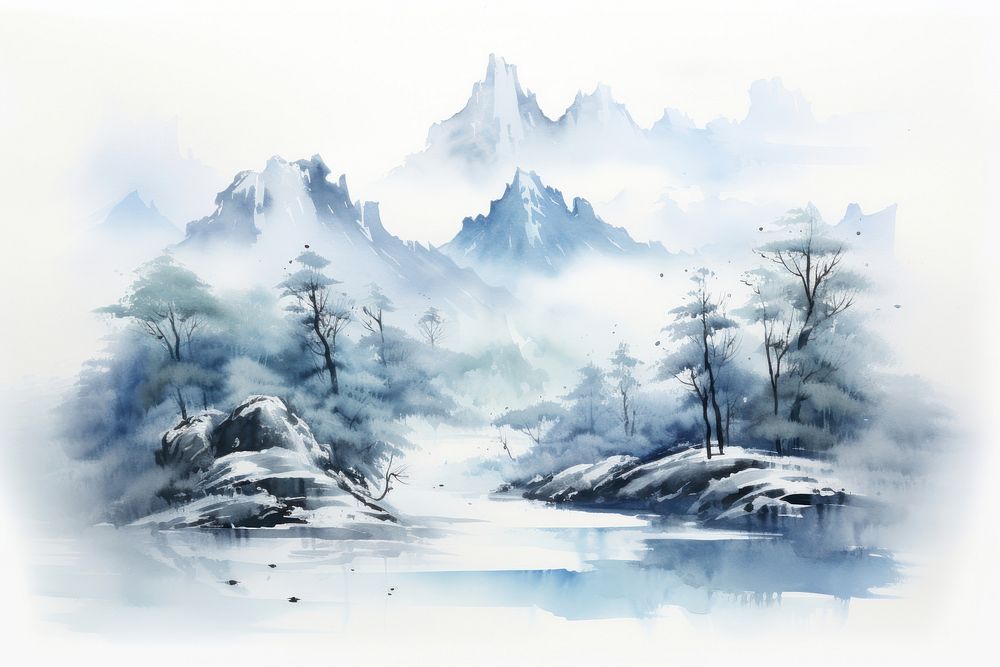 Mountain painting landscape outdoors.