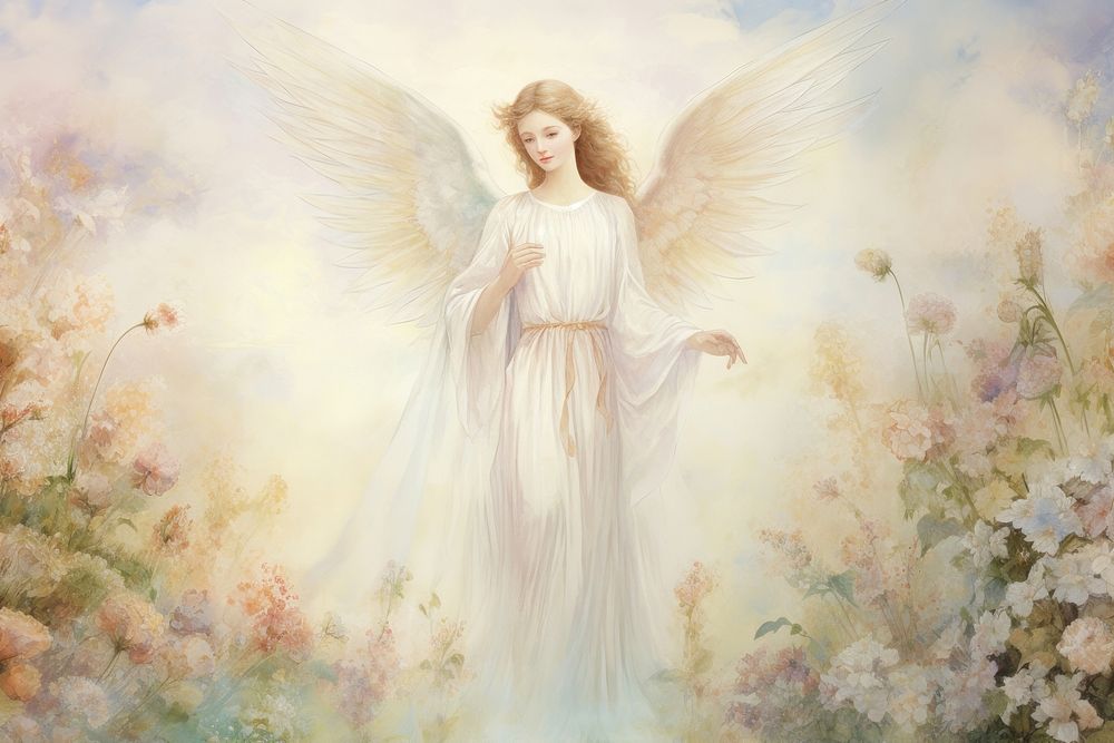 Illustration of angel garden painting adult representation.