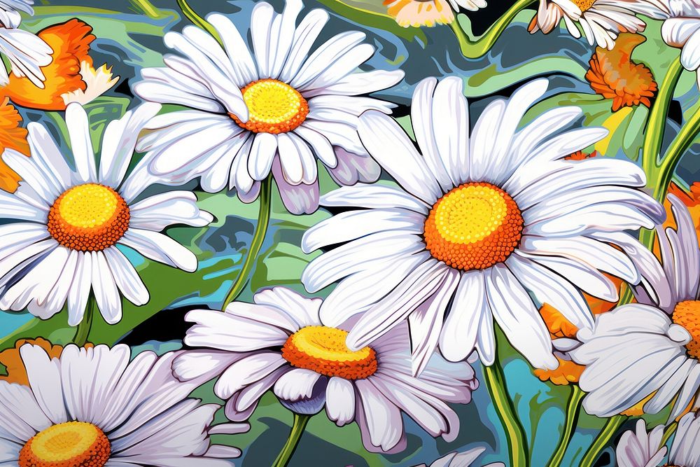 Toile a daisy painting pattern flower.