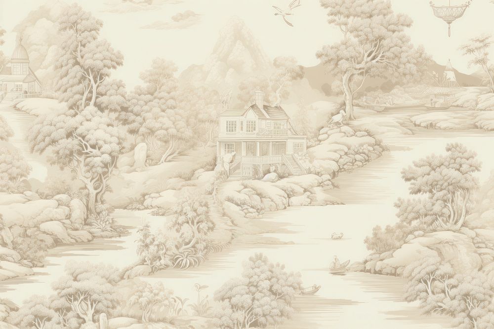 Landscape wallpaper drawing sketch.
