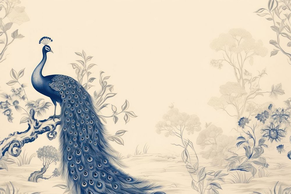 Peacock in china wallpaper drawing animal.