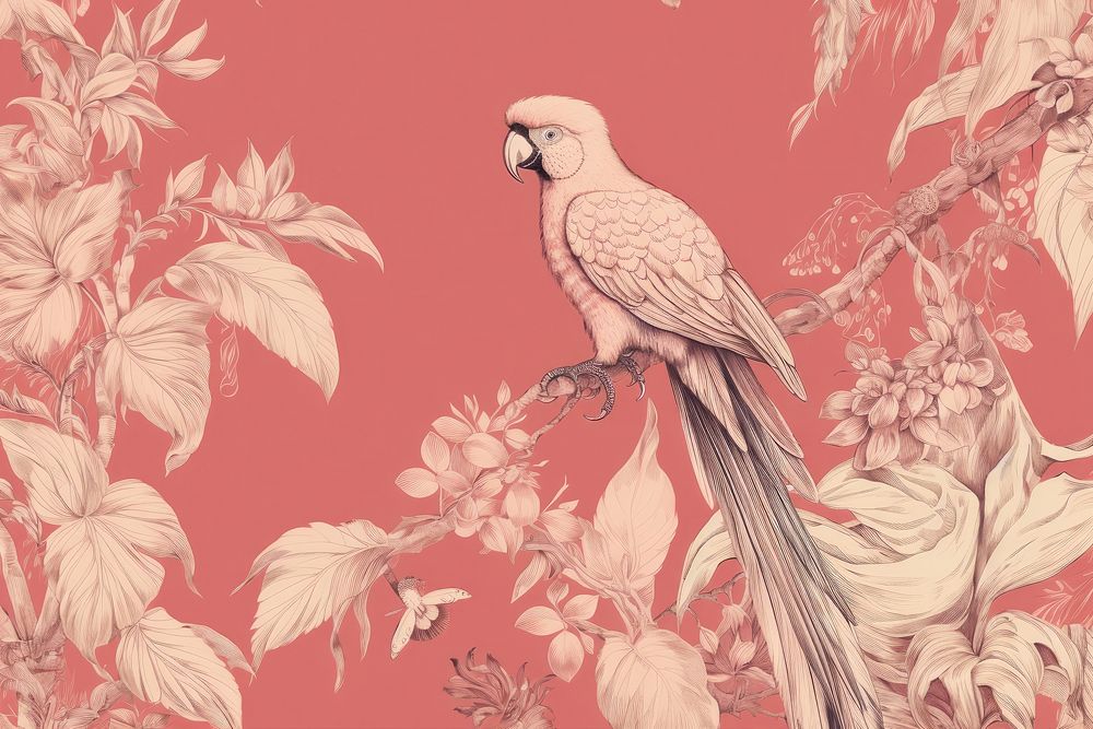 Macaw toile wallpaper parrot animal.