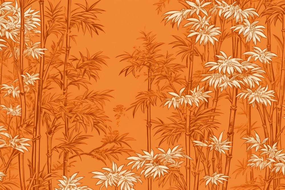Orange bamboo toile wallpaper pattern backgrounds.