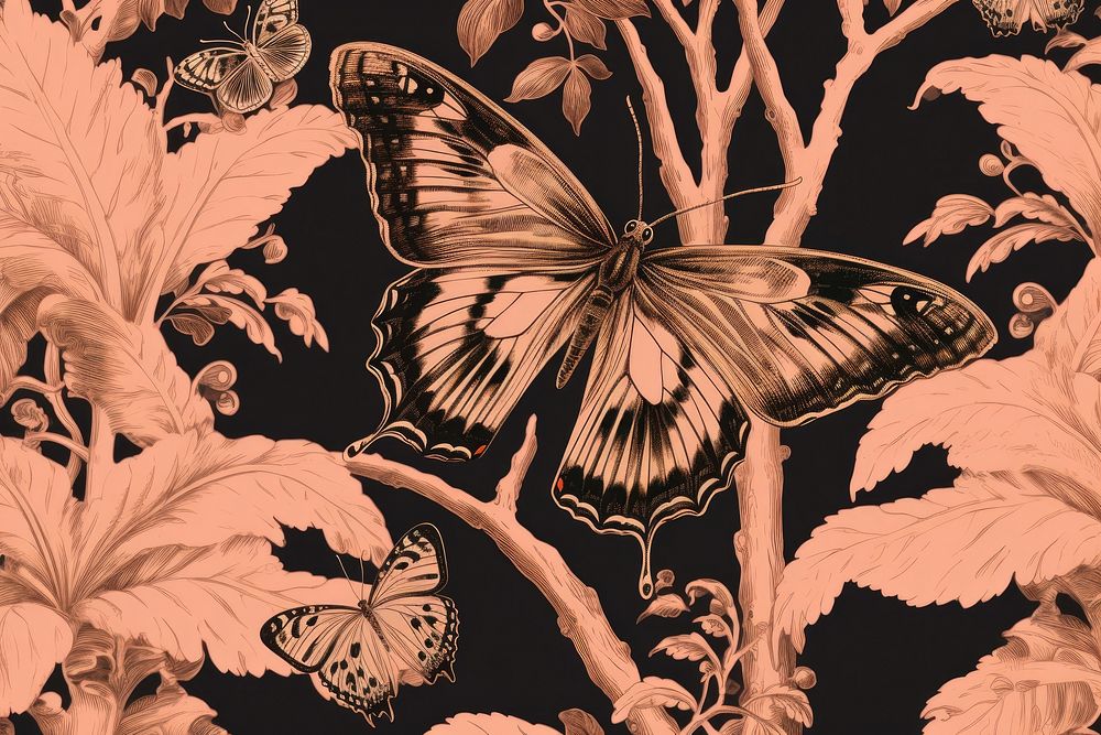 Butterfly toile pattern art invertebrate.
