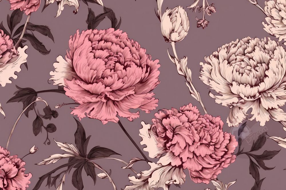 Carnation toile wallpaper carnation pattern.