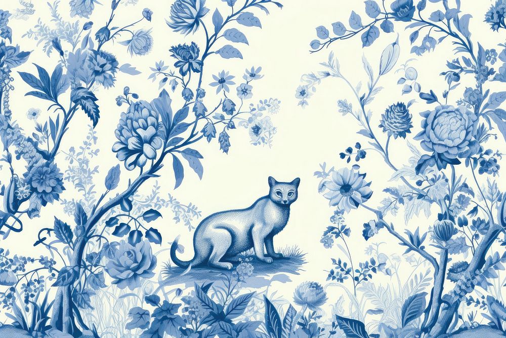 Cat toile wallpaper pattern mammal.