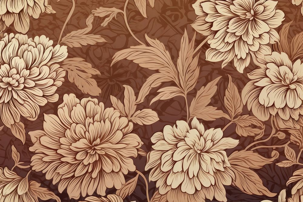 Chrysanthemum toile wallpaper pattern art.