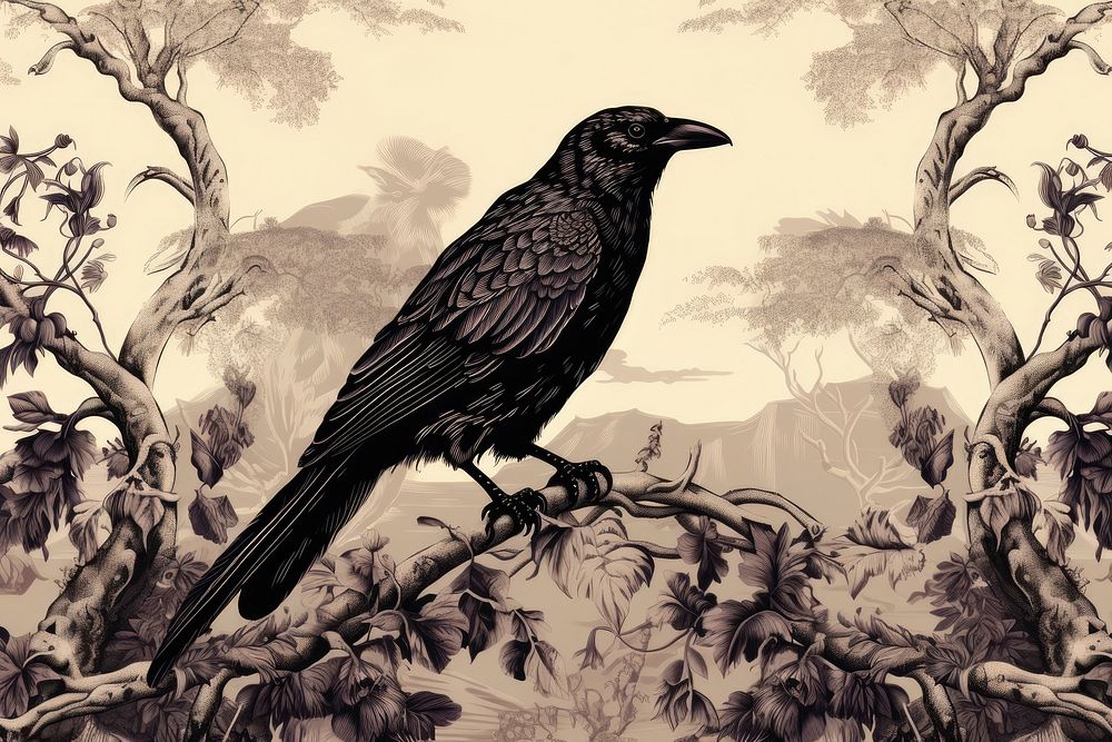 Crow toile blackbird animal monochrome.
