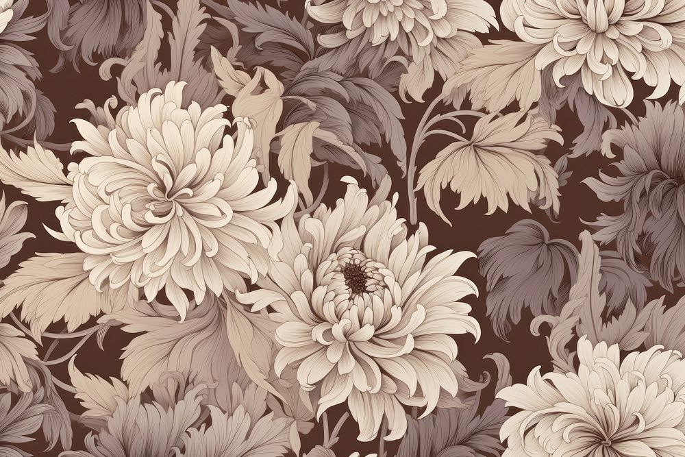 Dahlia toile wallpaper pattern flower.